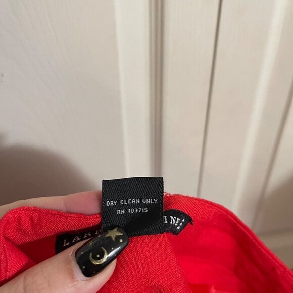 Larry Levine Womens Red Asian Inspired Linen Blend High Rise Crop Wide Pants 14 - Picture 5 of 7